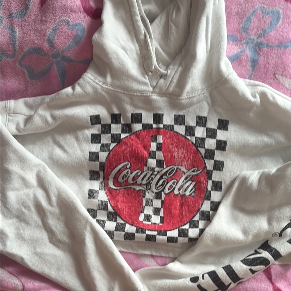 Coca-Cola White Hoodie with Checkered Design
